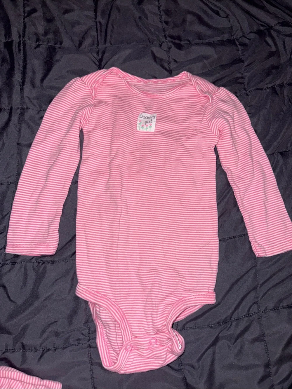 Carter's Pink Striped Long-Sleeve Footed One-Piece
